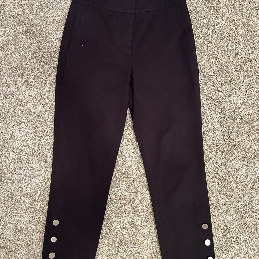 kate spade Black Skinny Ankle Pants with Metal Button Hem